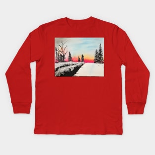 Snowy dawn Kids Long Sleeve T-Shirt